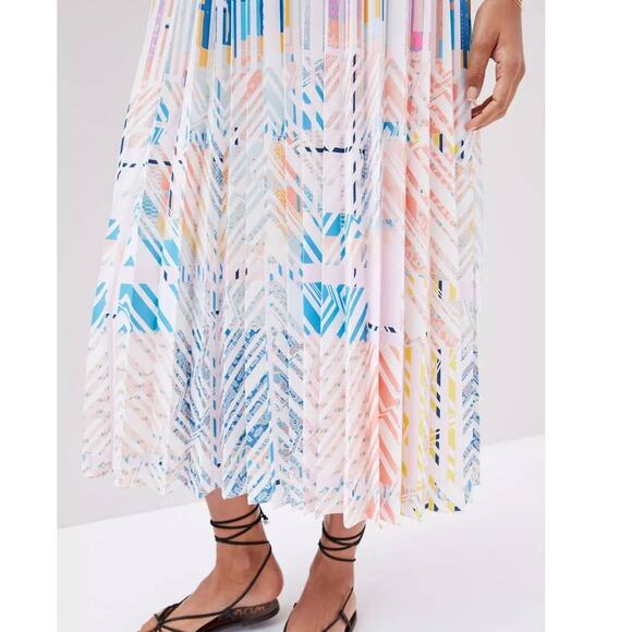 New Anthropologie GEISHA DESIGNS Abstract Pleated Midi Dress $230 SMALL - Picture 4 of 5
